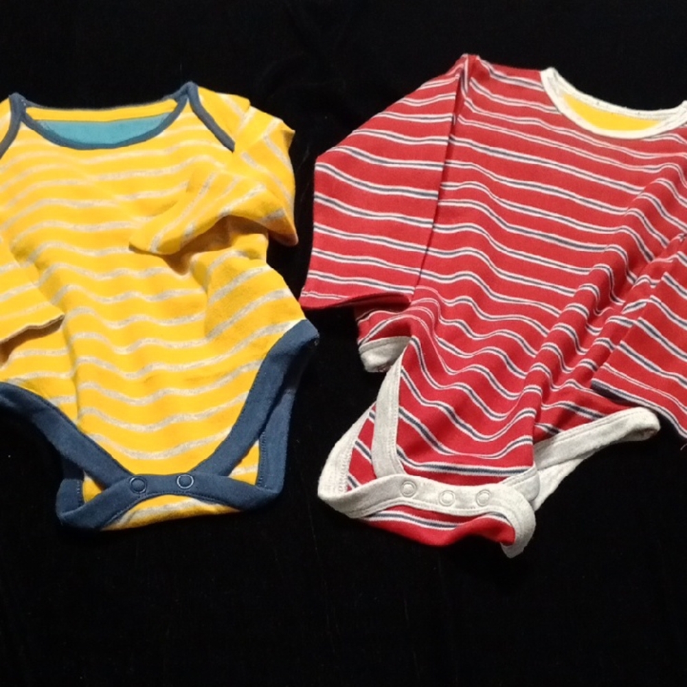 On Running Yellow and Red Striped Kids Bodysuits
